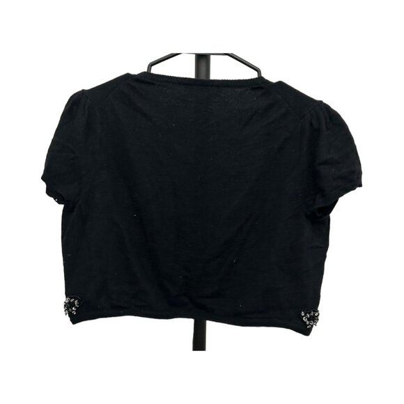 INC Beaded Black Shrug Cardigan Short Sleeve Silk Blend Sz Medium - Picture 2 of 8